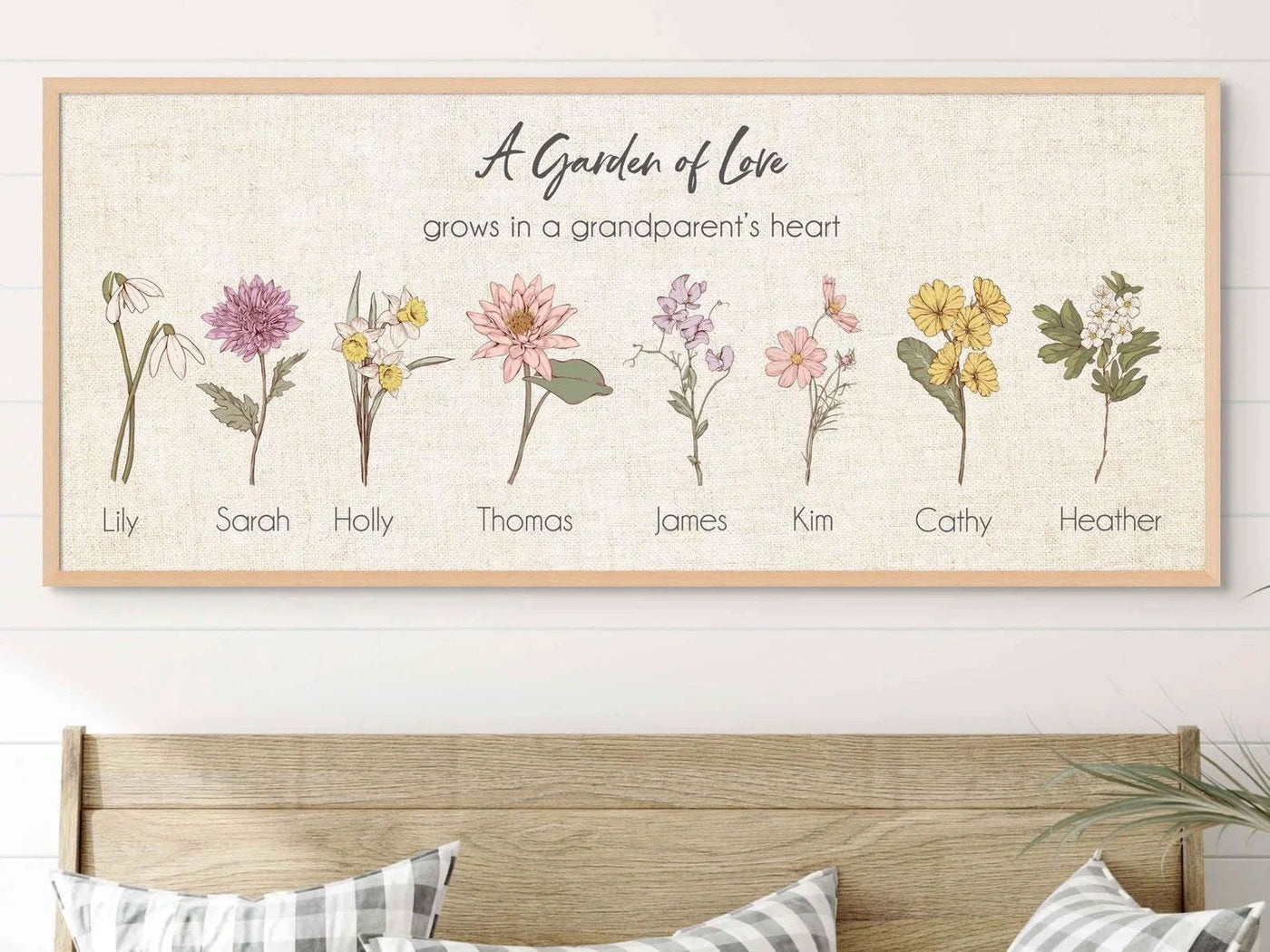 Personalized Colorful Birth Month Flowers Print, Gift for Mom, Grandmas Garden, Grandparent Gift, Unique Mothers Day Gift Idea, Easter Gift