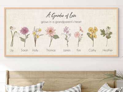 Personalized Colorful Birth Month Flowers Print, Gift for Mom, Grandmas Garden, Grandparent Gift, Unique Mothers Day Gift Idea, Easter Gift