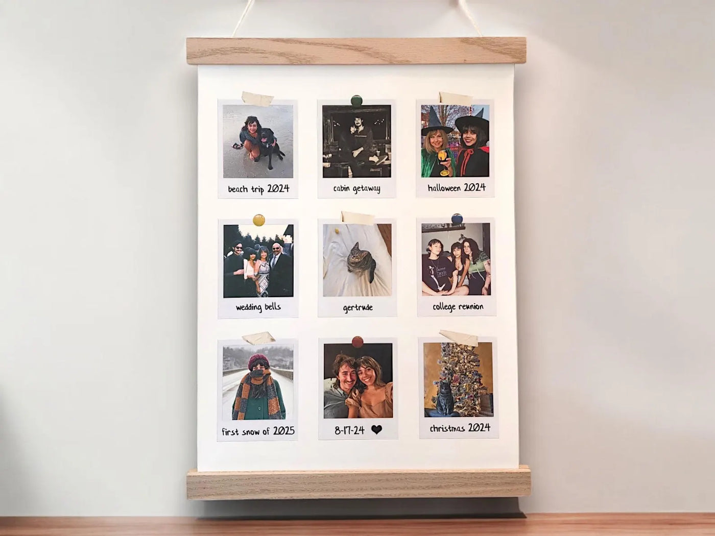 Custom Collage of 9 Polaroid Photos with Personalized Text – Unique Gift, Customizable Photo Wall Art, Memory Keepsake, Gift for Her