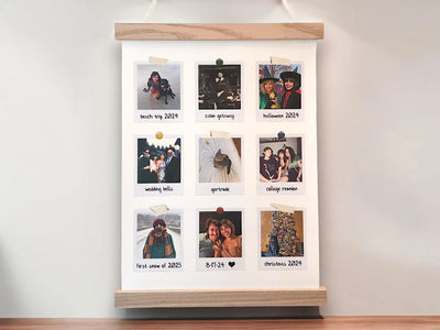 Custom Collage of 9 Polaroid Photos with Personalized Text – Unique Gift, Customizable Photo Wall Art, Memory Keepsake, Gift for Her