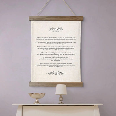 Personalized Bible Verse Sign, Print Any Scripture, Religious Gift, John 3:16, Canvas Wall Hanging, Faith Gift, Gift for Her, Home Decor
