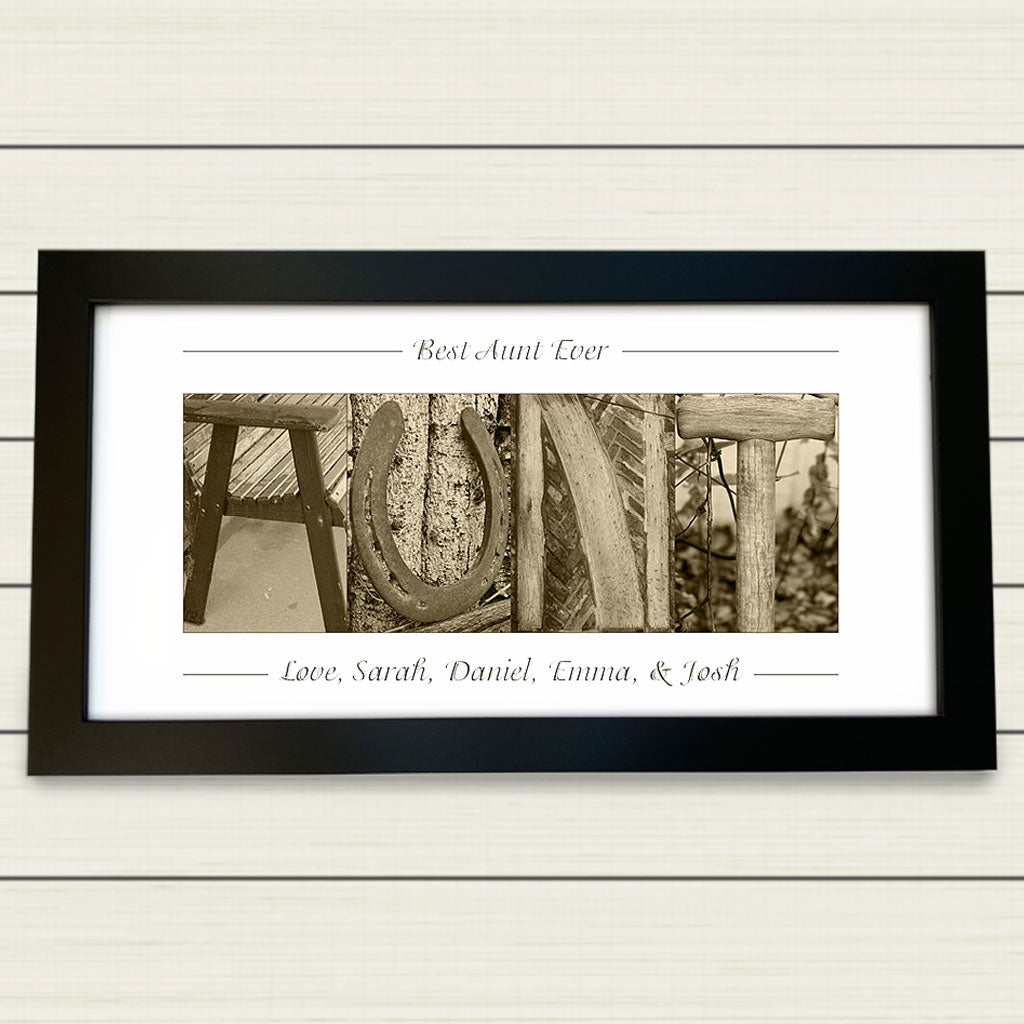 Framed Personalized Gift for Aunt – Alphabet Art Photos