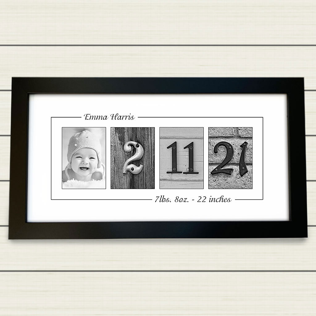 Baby Birth Date & Photo Framed Print