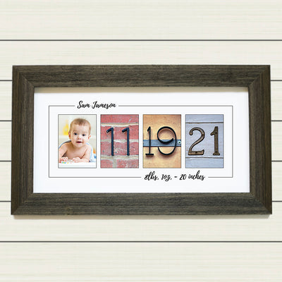 Baby Birth Date & Photo Framed Print