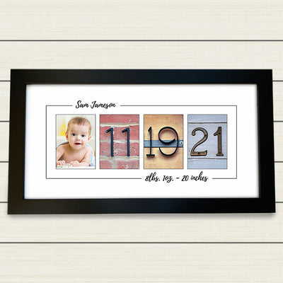 Baby Birth Date & Photo Framed Print