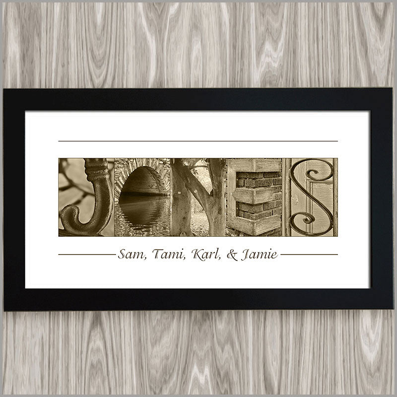 Last Name Lettering Framed Last Name Print – Alphabet Art Photos